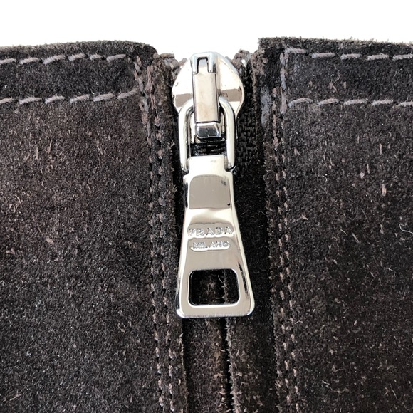 ♦️SOLD♦️PRADA Brown Suede Short Ankle Wedge Boots Sz 39 / 8.5 - Picture 11 of 16